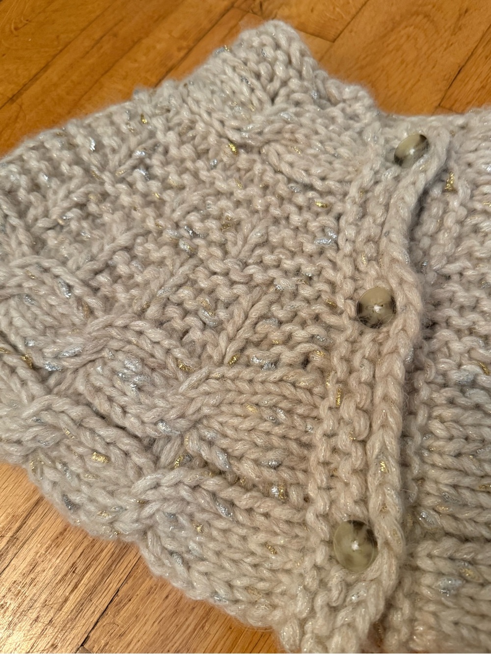TIA CIBANI Girls Chunky Knit Cream Caplet Sweater sz S